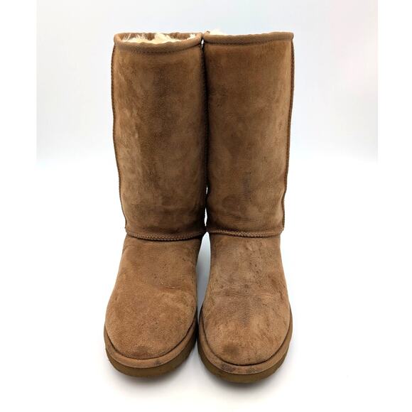 UGG Classic Tall Suede Sheepskin Winter Boots Women's Chestnut Size US6 EU37 - Picture 2 of 16